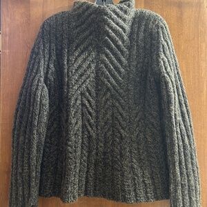 I’VORY Hand Knit Olive Green/Forest Green Sweater, Size S